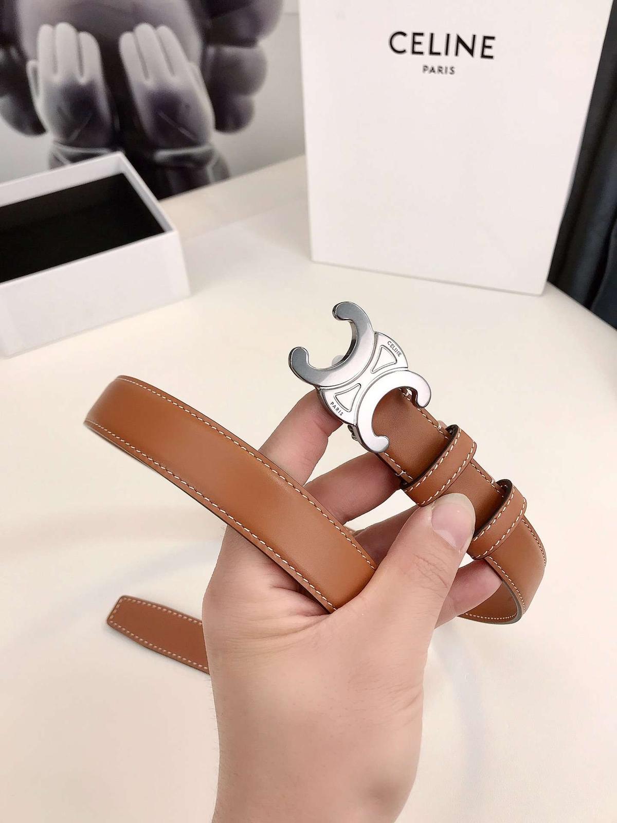 Celine Triomphe 25mm Belt Brown For Women