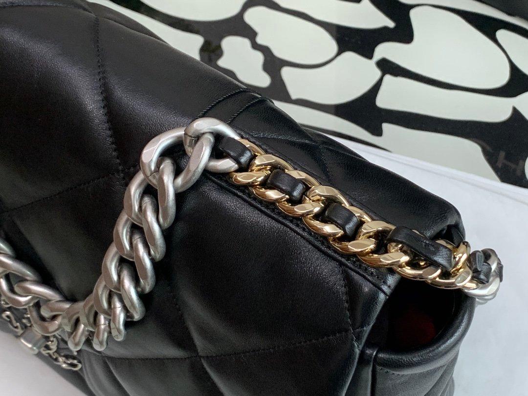 Chanel 19 Maxi Crossbody Bag 14in/36cm Black Silver Hardware For Women