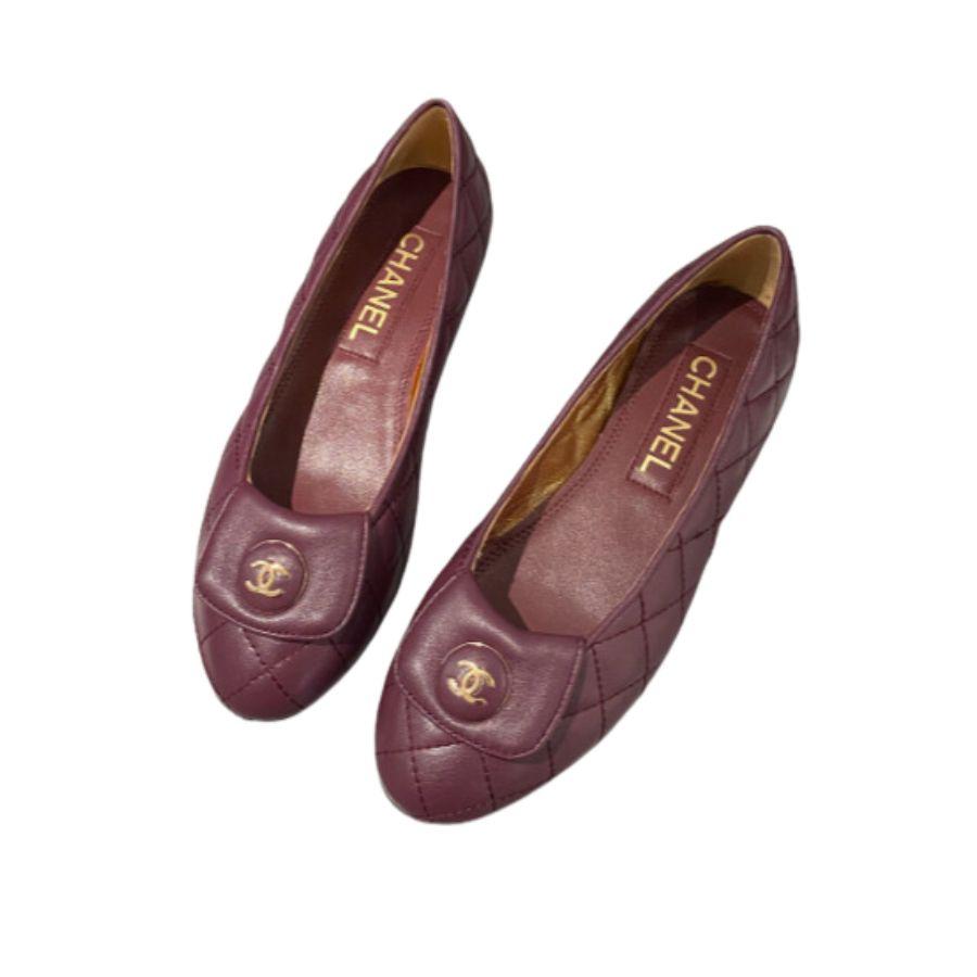 Chanel Ballet Flats Bourgogne Pour Femmes