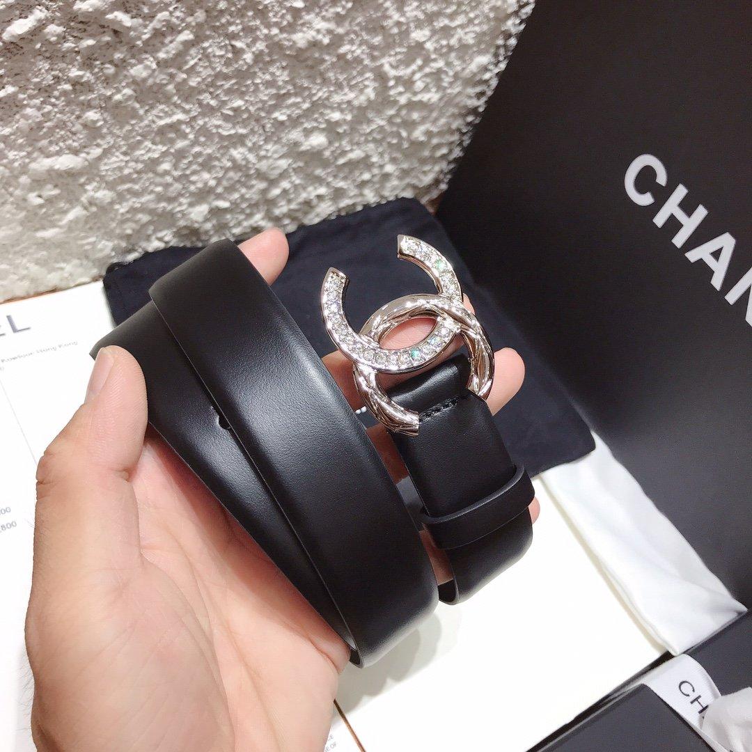 Chanel Double C Boucle 32mm Ceinture Argent Matériel pour femmes