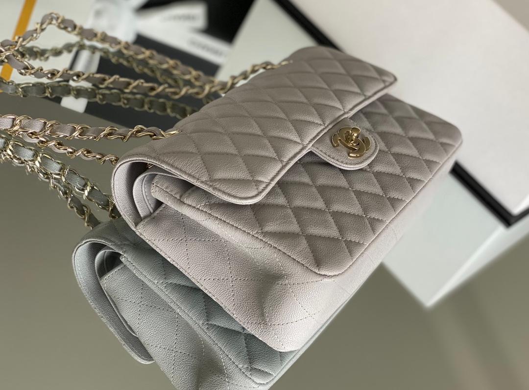 Chanel Classic Medium Crossbody Bag 10in/ 25.5cm Grey Gold Hardware For Women A01112