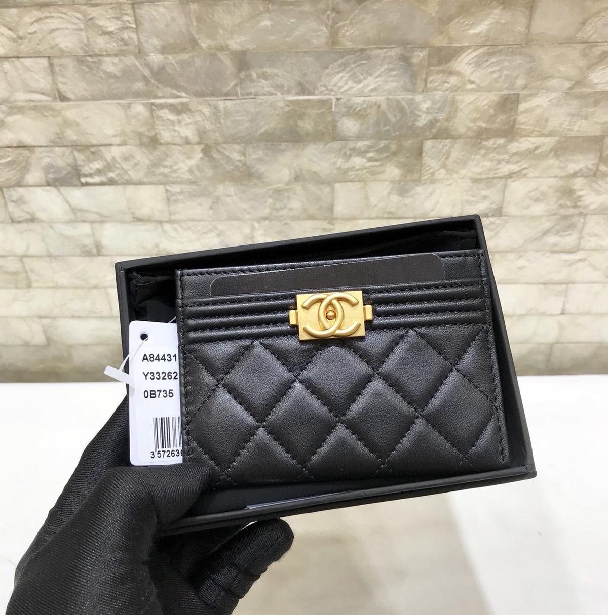 Porte-cartes Chanel CO-CO Wallet Black Gold Hardware pour femmes 11cm/4.3in