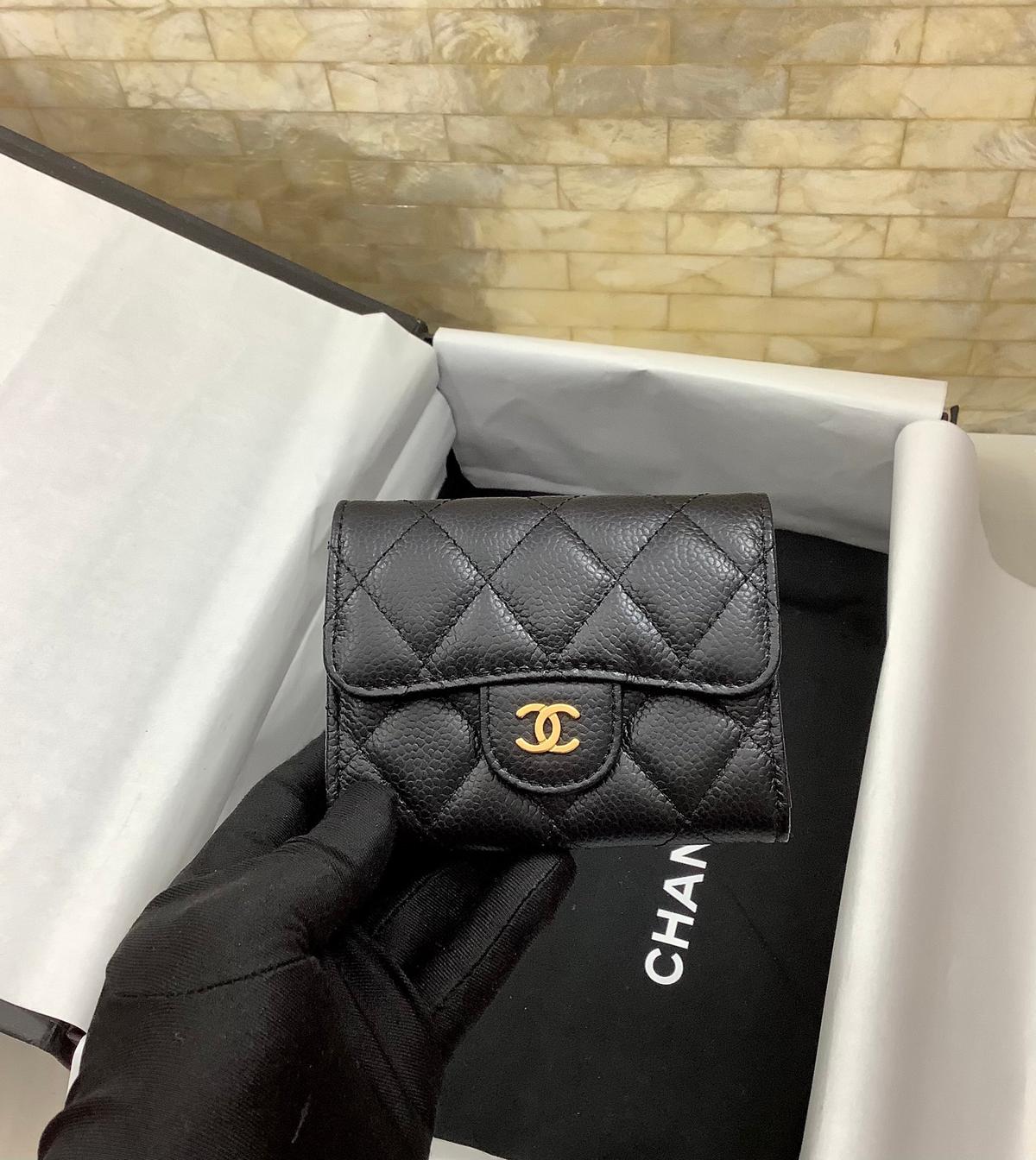 Chanel CO-CO Classic Card Holder Black Gold Hardware For Women 11cm/4.4in