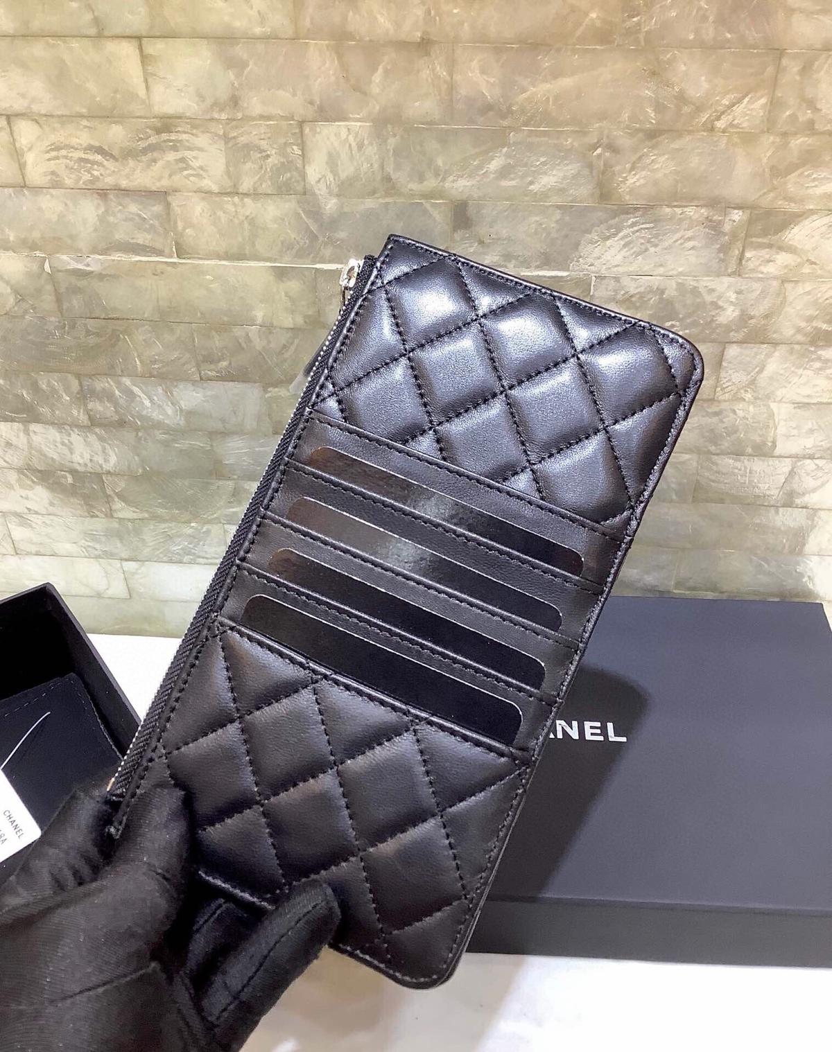 Chanel CO-CO Mini Pouch Wallet Black Silver Hardware For Women 19cm/7.5in