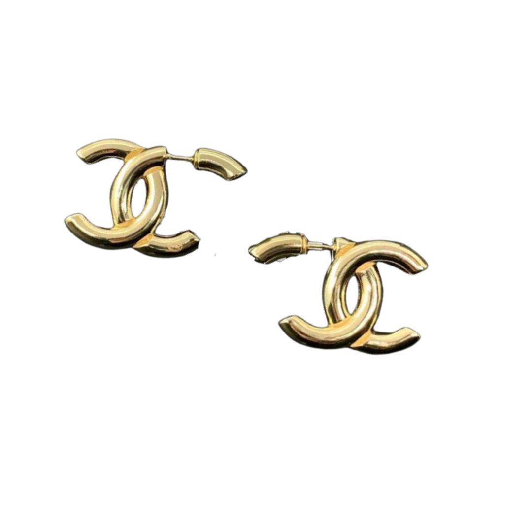 Chanel Double C Earrings Gold For Women