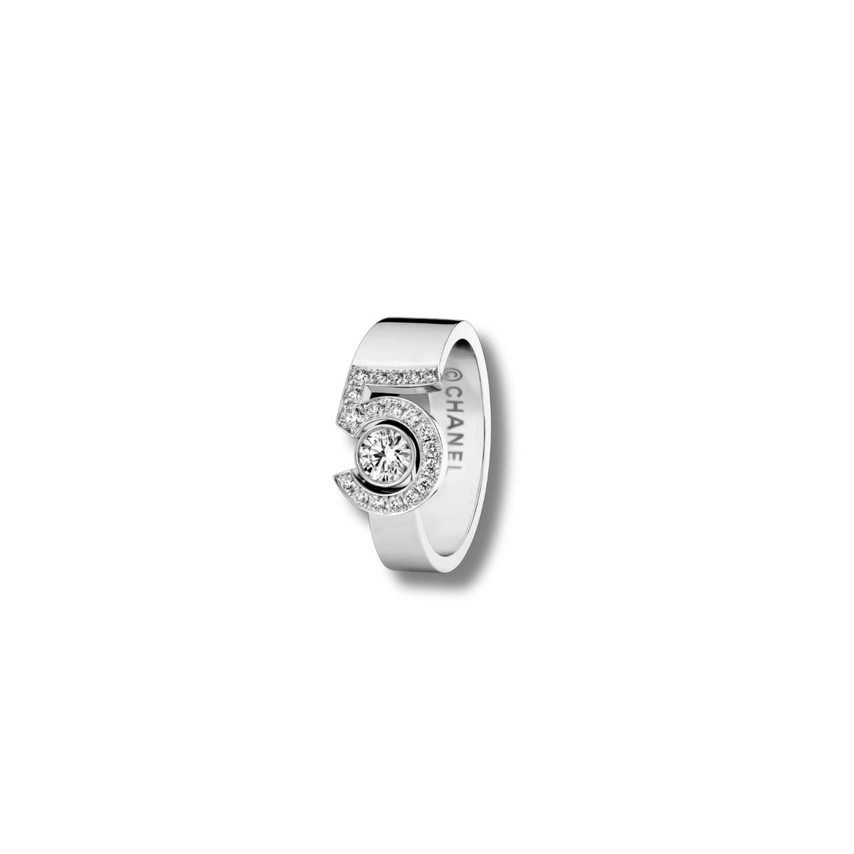Chanel Eternal N°5 Anneau Or Blanc Pour Femmes J12002