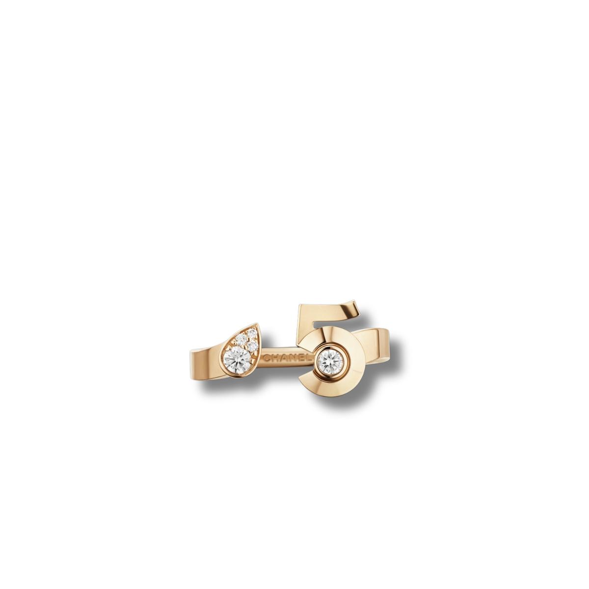 Chanel Extrait De N°5 Anneau Beige Or Pour Femmes J12400