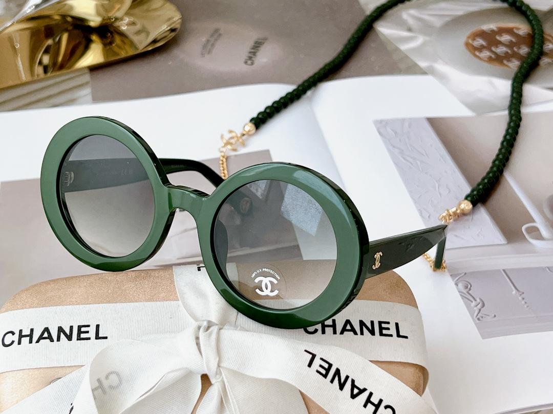 Chanel Round Sunglasses Green For Women