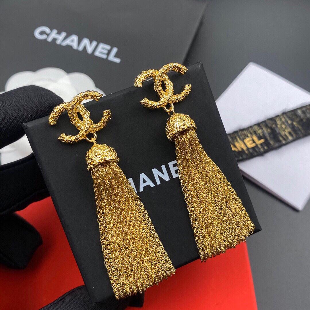 Chanel Tassel Earrings Gold For Women