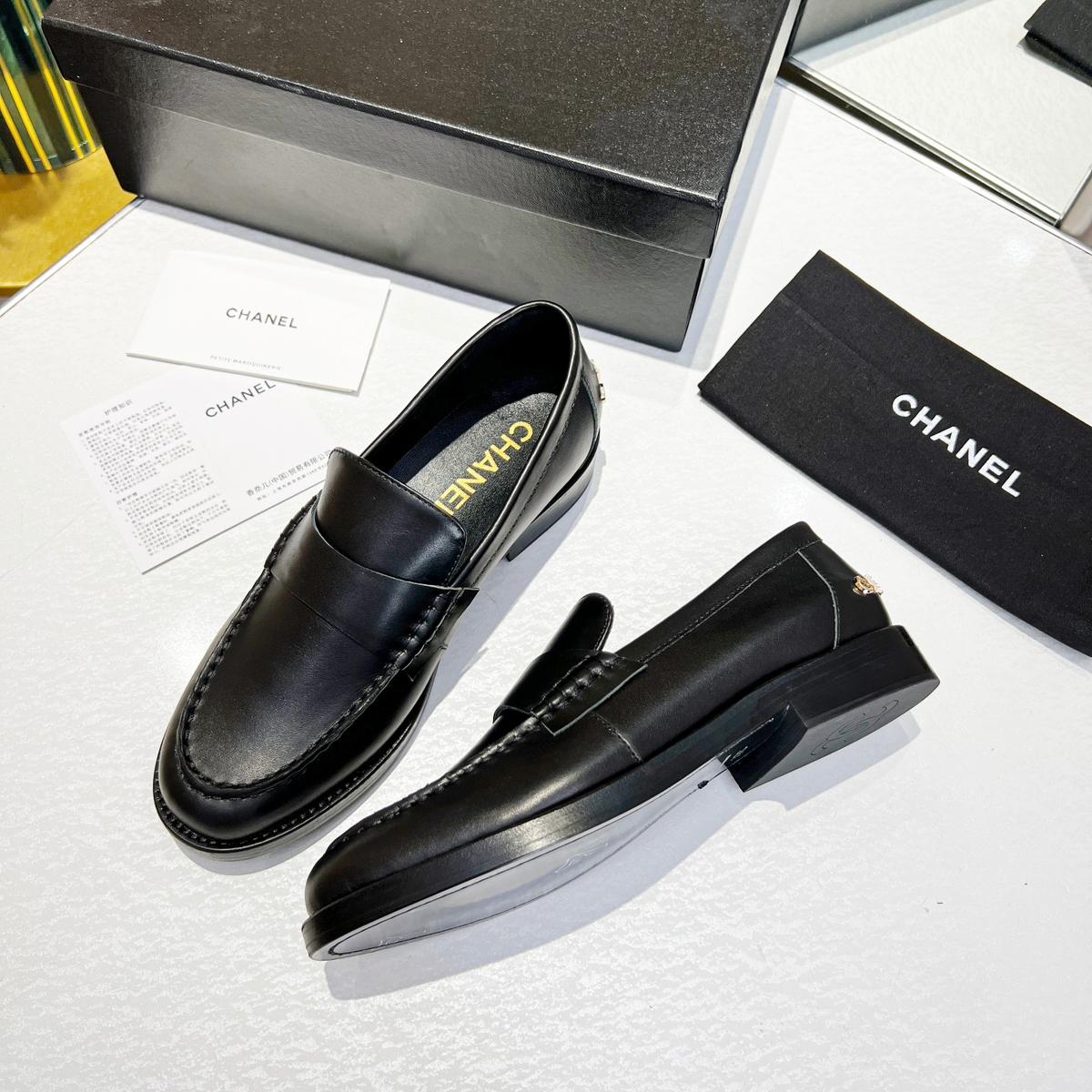 Chanel Mocassins Femmes Noir Pour Femmes 1,2 en/3cm