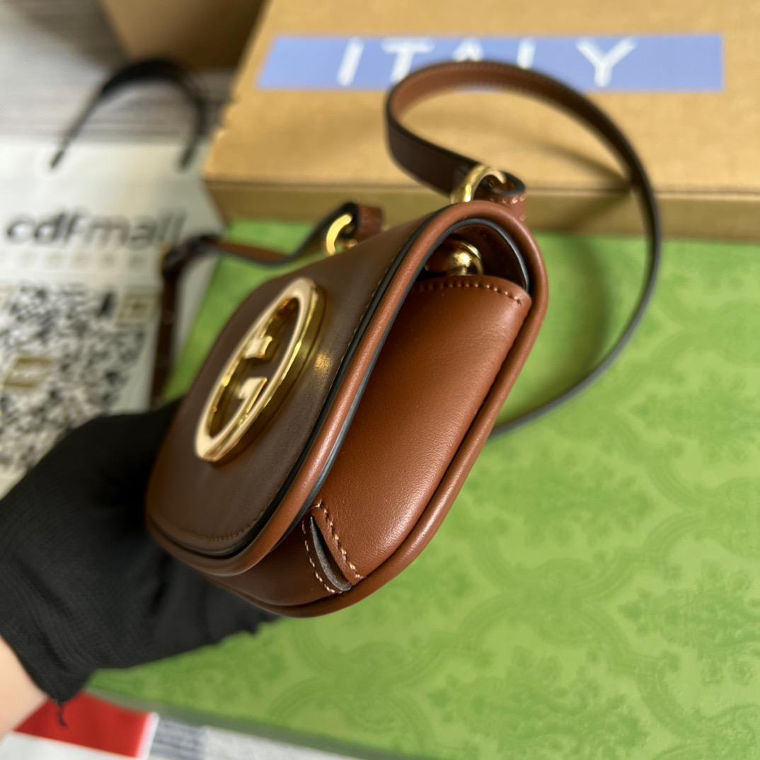 Gucci Blondie Card Case Wallet Shoulder Bag 4.5in/ 12cm Brown Gold Hardware For Women