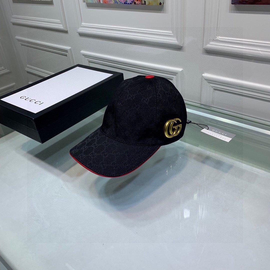 Chapeau Gucci Canvas Baseball Chapeau GG noir