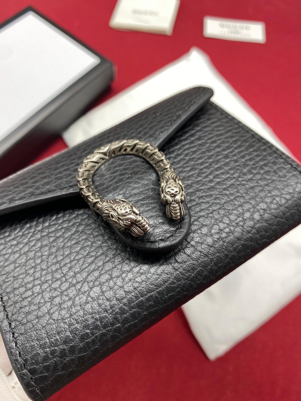 Gucci Dionysus Chain Super Mini Wallet 4.3in/ 11cm Black Palladium Hardware For Women
