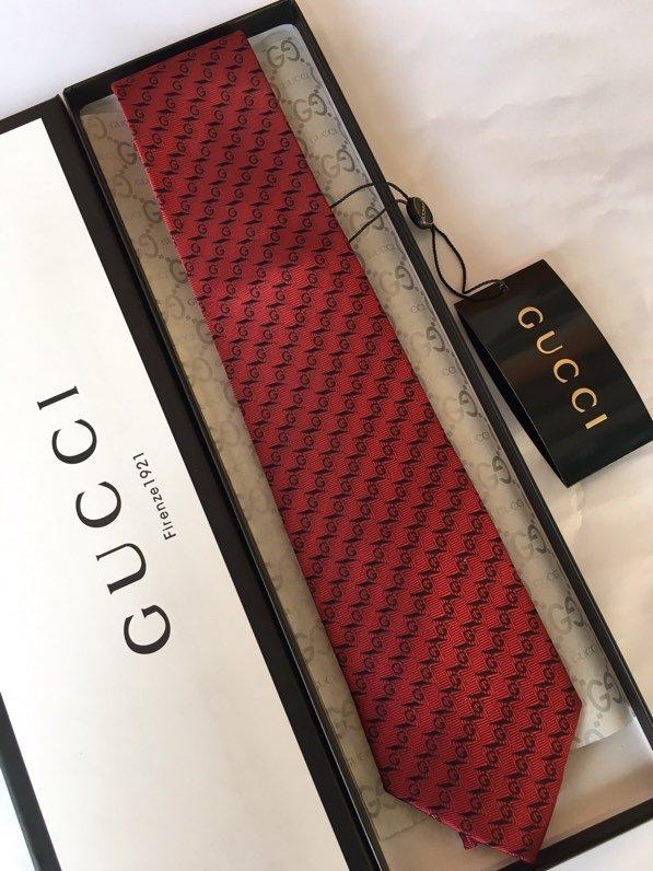 Gucci G soie Jacquard Tie Rouge GG Hommes Tie