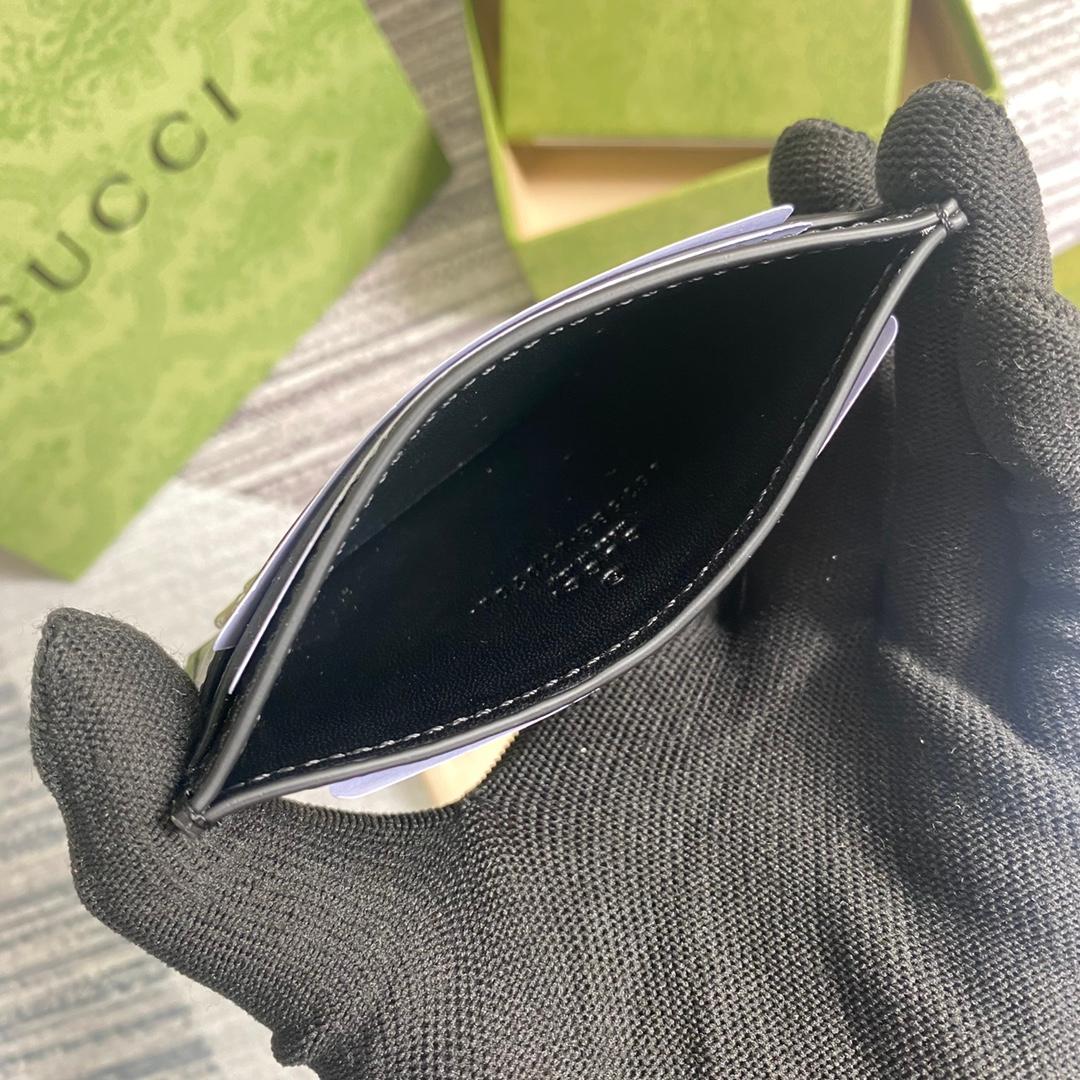 Gucci GG embossed carte étui noir avec vert LA pour les hommes 4in/10cm GG