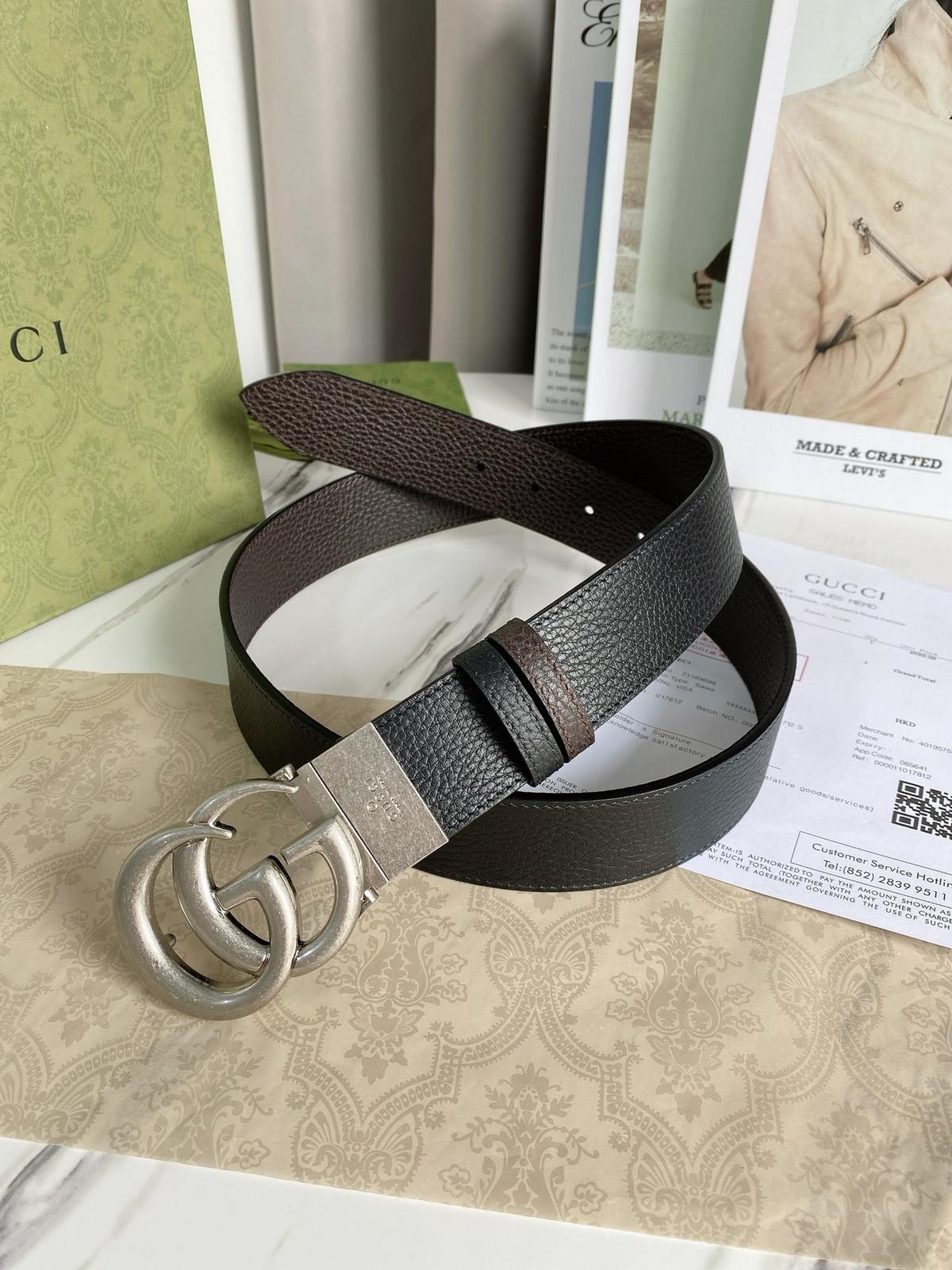 Gucci GG Marmont Ceinture réversible Noir, Ceinture féminine 627055 CAO2N 1062