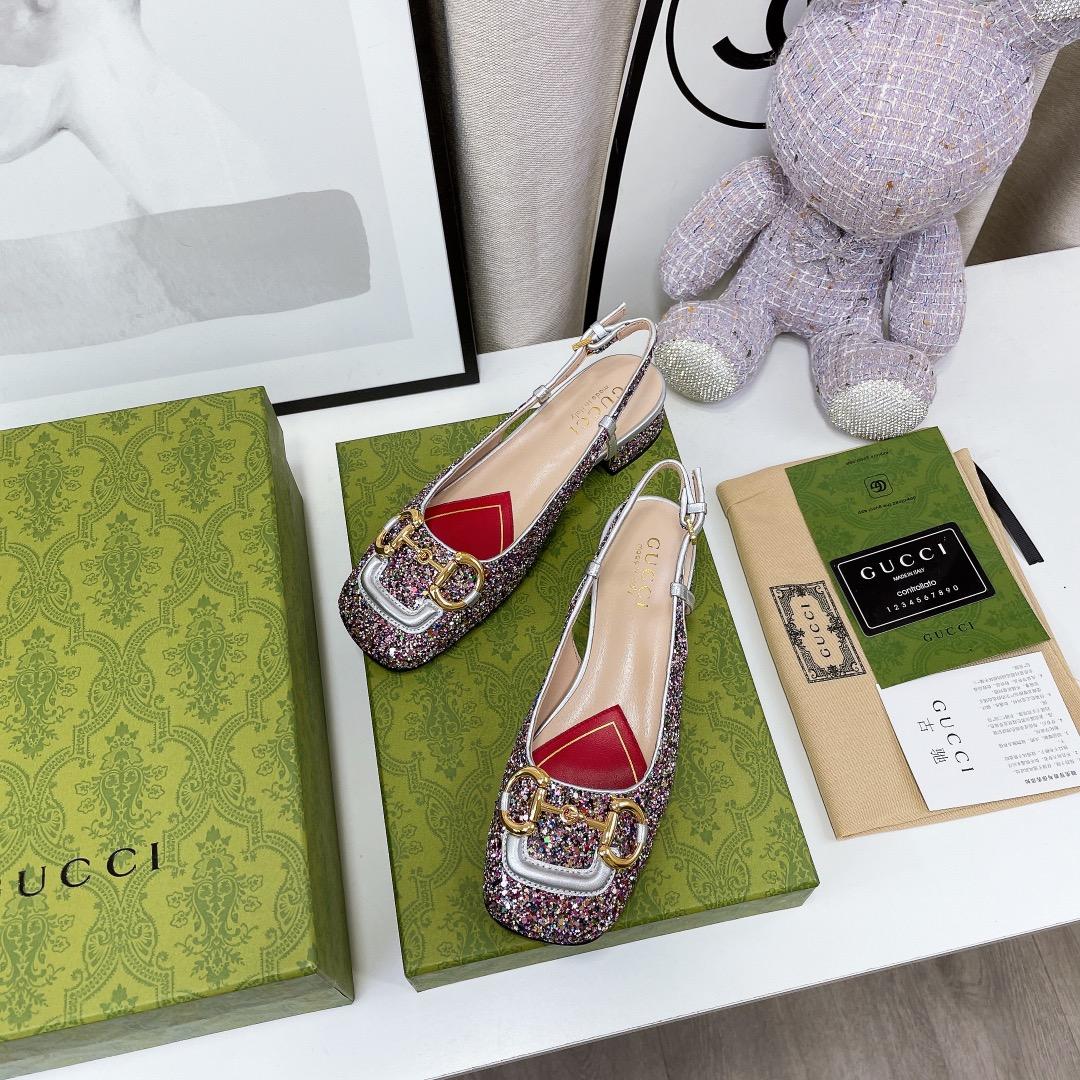 Gucci Lovelight Slingback avec Chevalbit multicolore pour les femmes GG