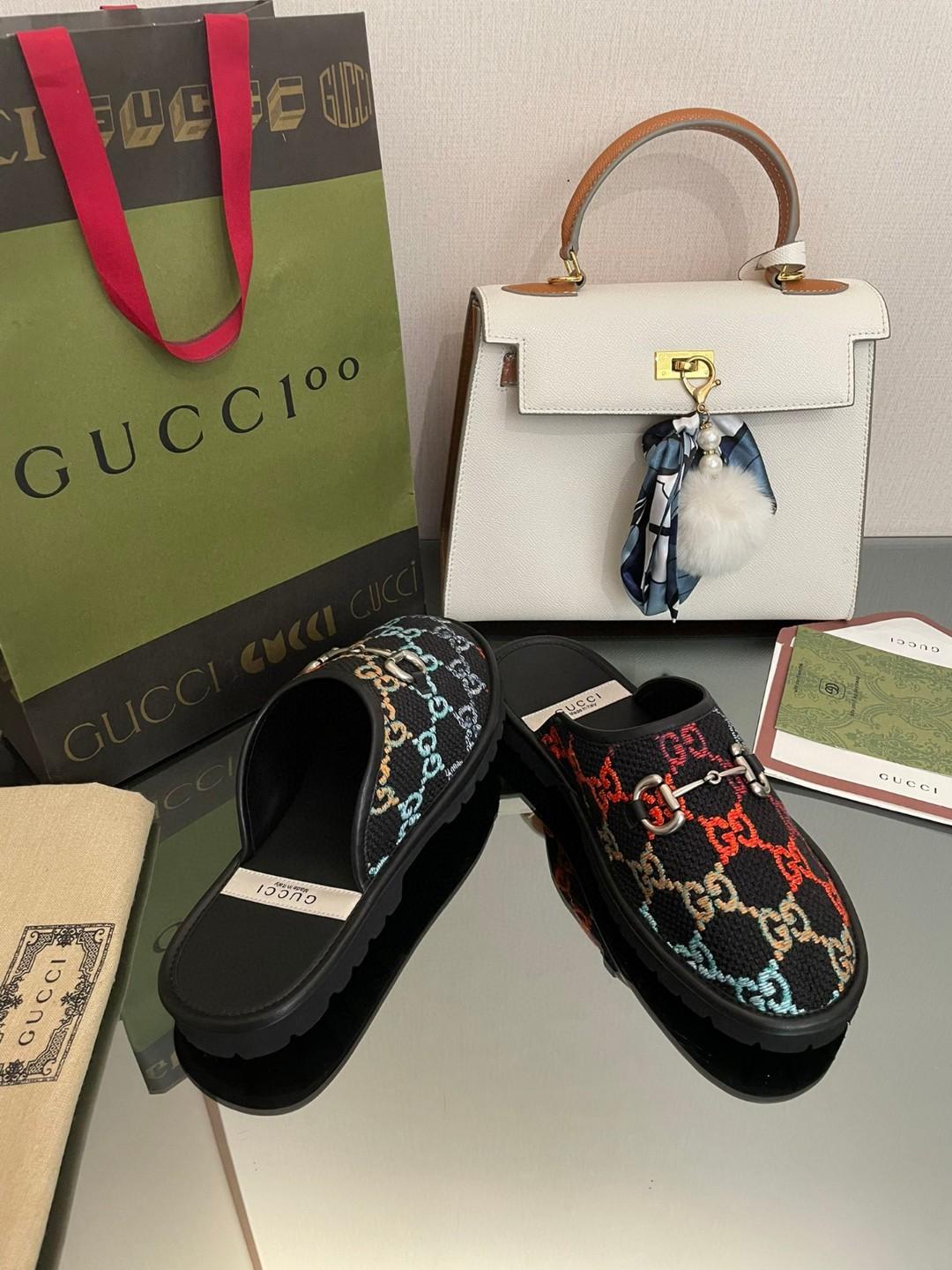 Gucci Men's GG Slipper With Horsebit Black For Men GG Shoes 694249
