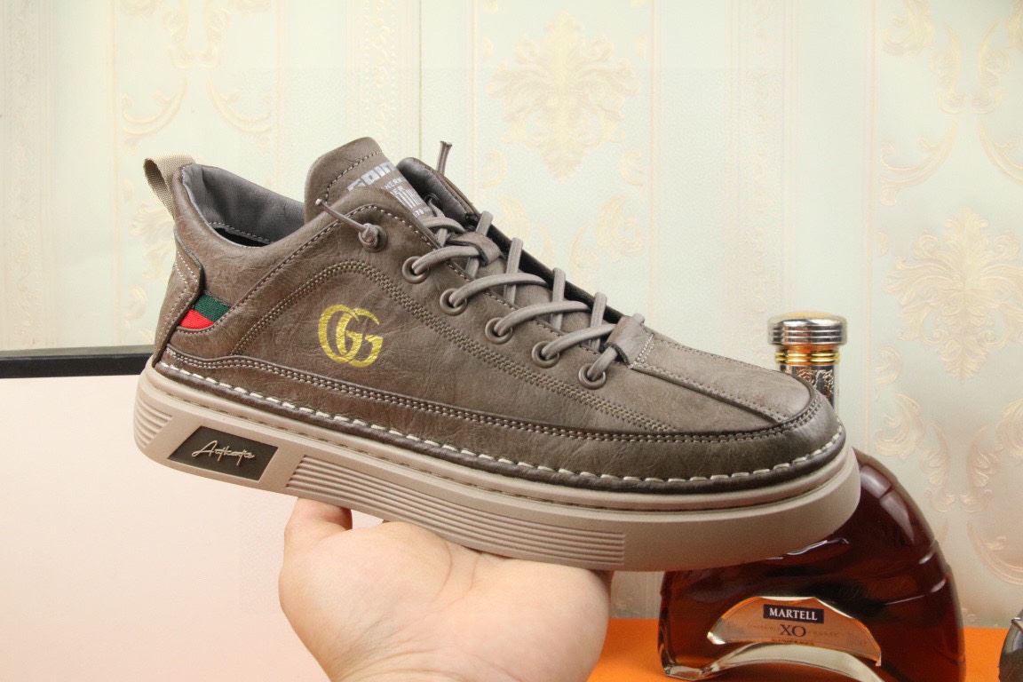 Gucci Men's Sneakers With Logo GG Gold Web Brown For Men