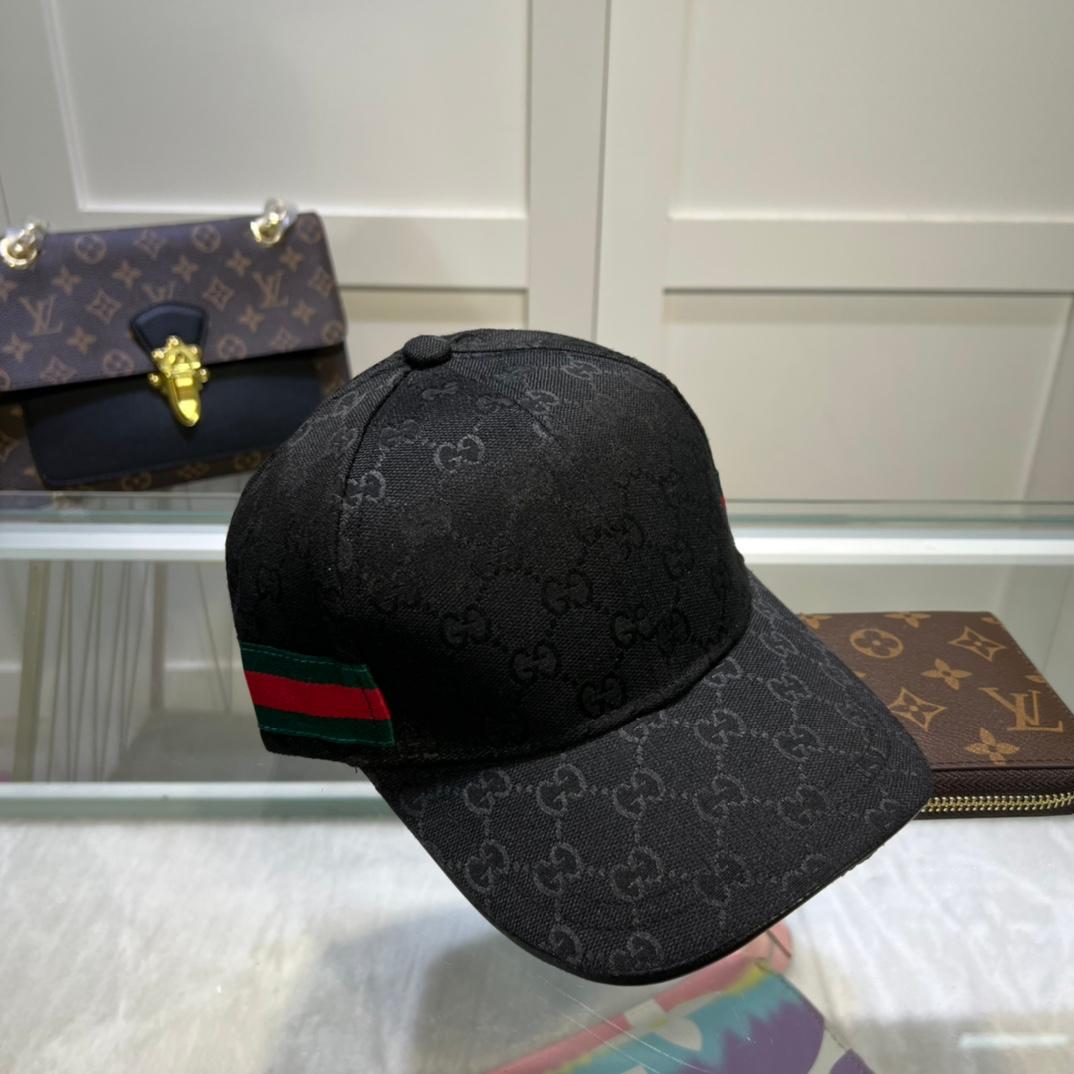 Gucci Original GG chapeau de baseball toile avec Web Black GG chapeau