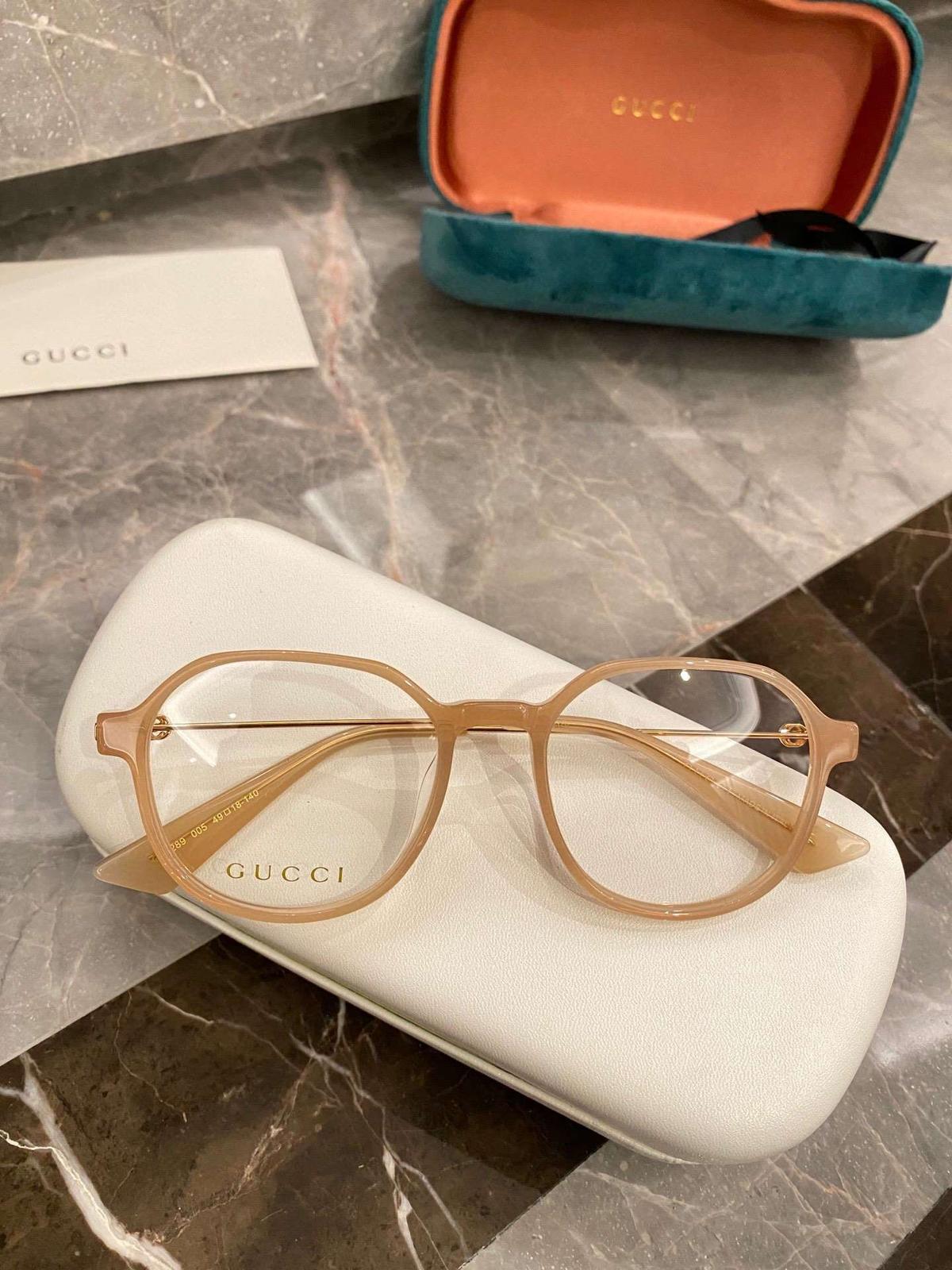 Gucci Round Frame Flat Sunglasses Beige For Women