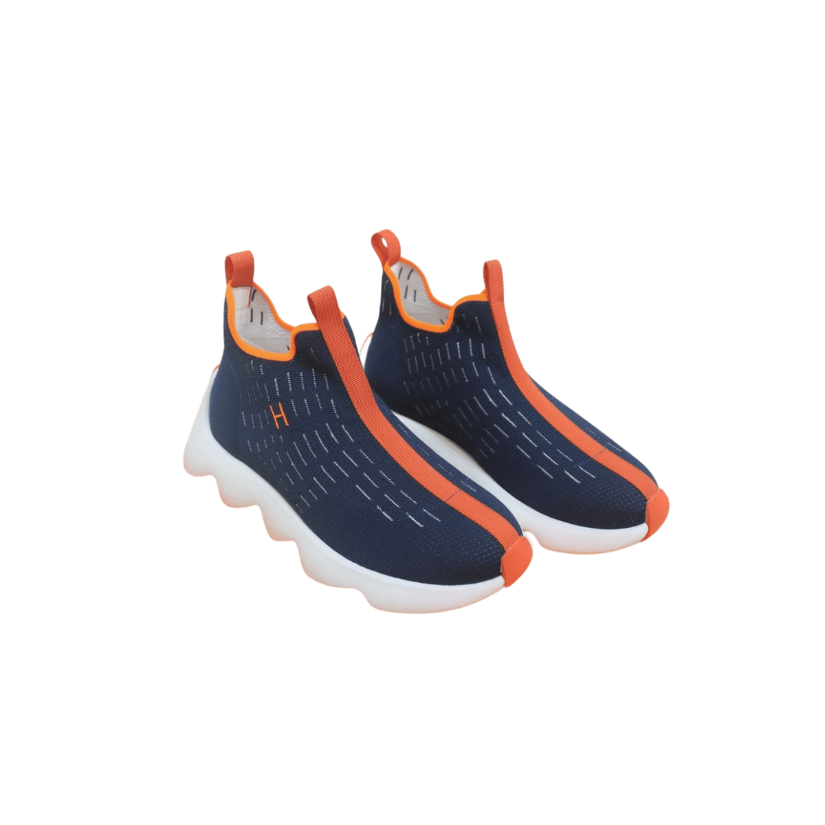 Hermes Eclair Sneakers Bleu foncé/ Orange pour les hommes H221892ZH02410