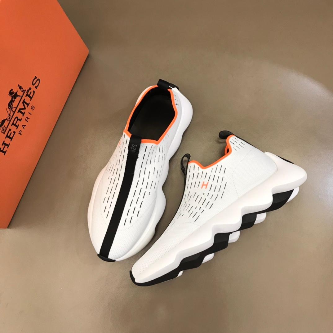 Hermes Eclair Sneakers Blanc/ Noir Pour Homme H221170Z 90410