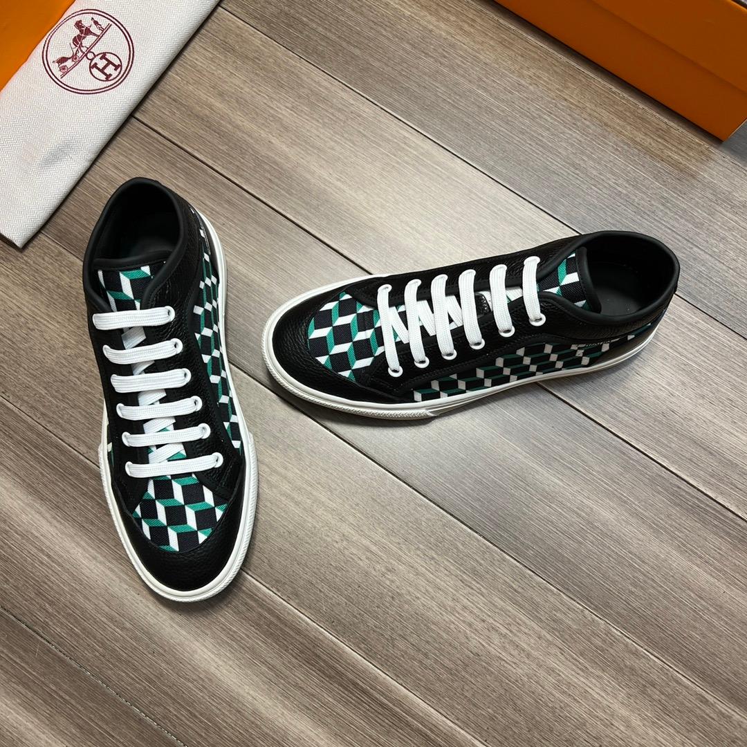Hermès Profitez de Snaker noir et vert pour les hommes