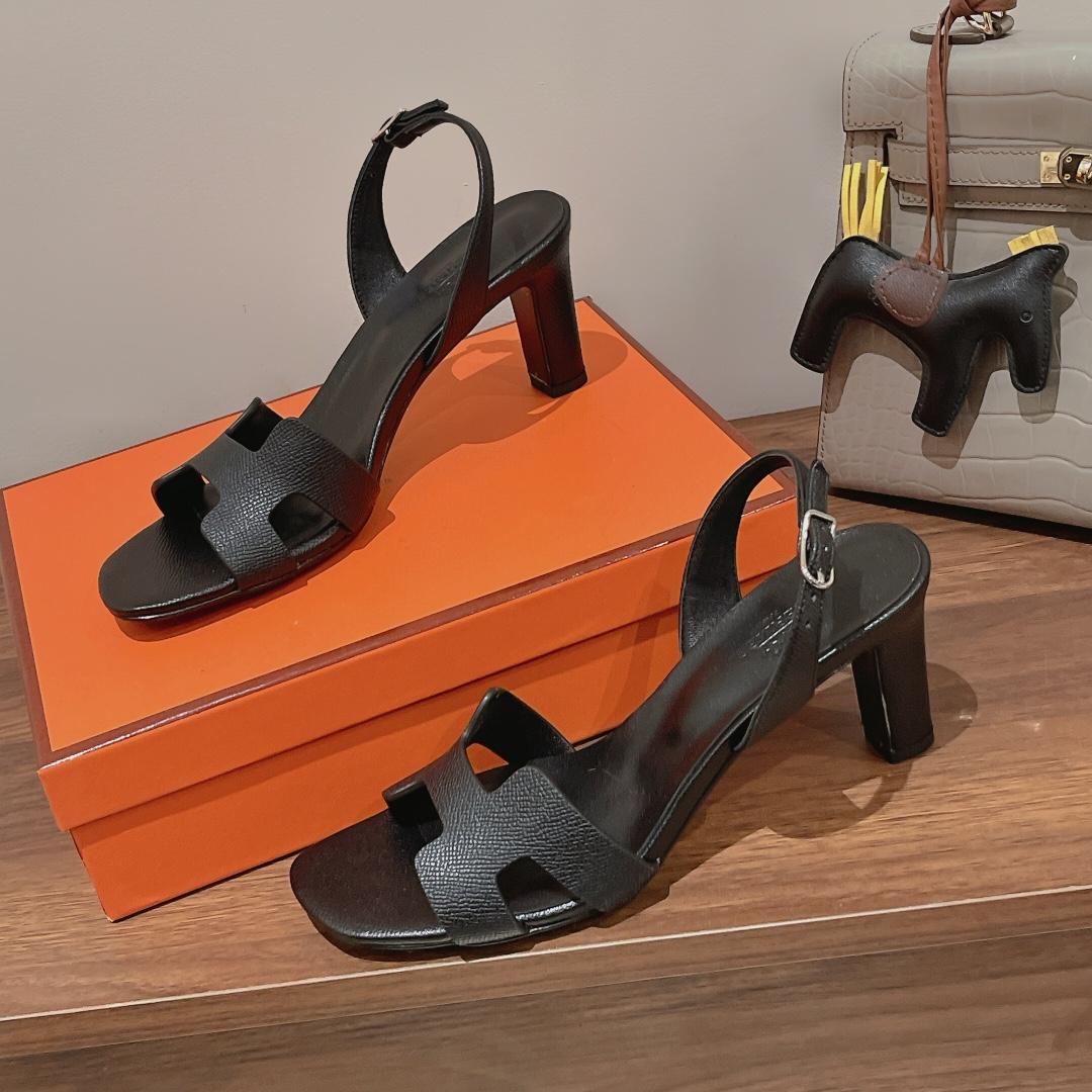 Hermès Eternite Sandal Noir pour femmes 2.7in/7cm H222275Z 02375