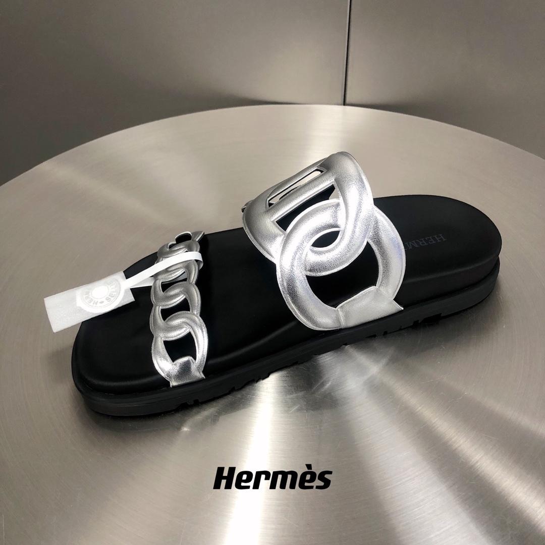 Hermes Groupie Mule Argent pour les hommes