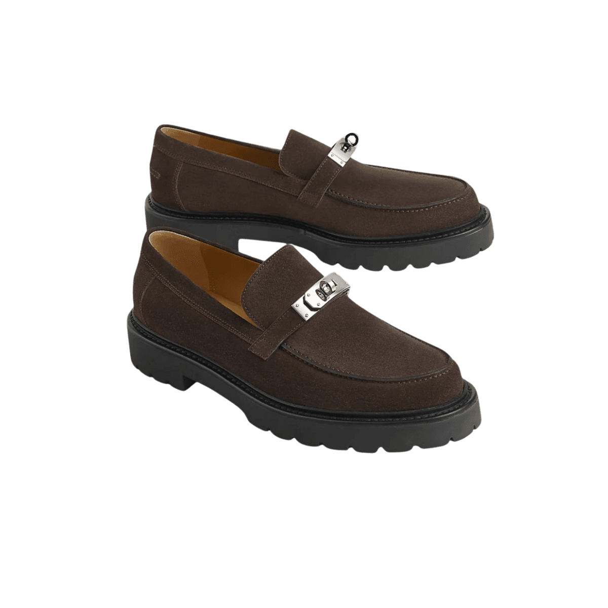 Hermes Icone Loafers Marron Ebene pour les hommes H242908ZAME410