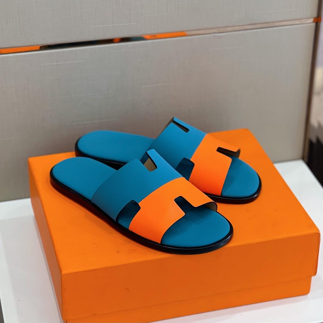 Hermes Izmir Sandales Bleu/ Orange pour les hommes