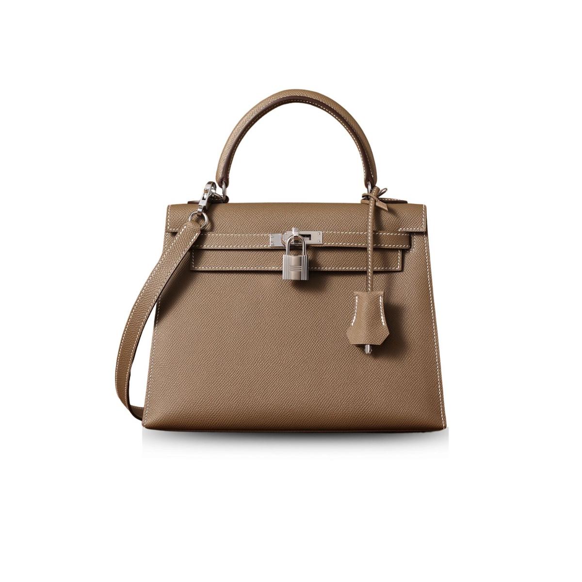 Hermes Kelly Epsom Silver Tone Lock Sac Gris Pour Femmes 9,8in/25cm -