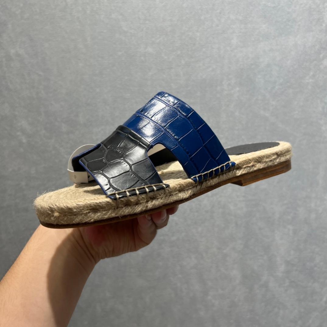 Hermes Vieux Espadrilles Noir et Bleu pour les hommes