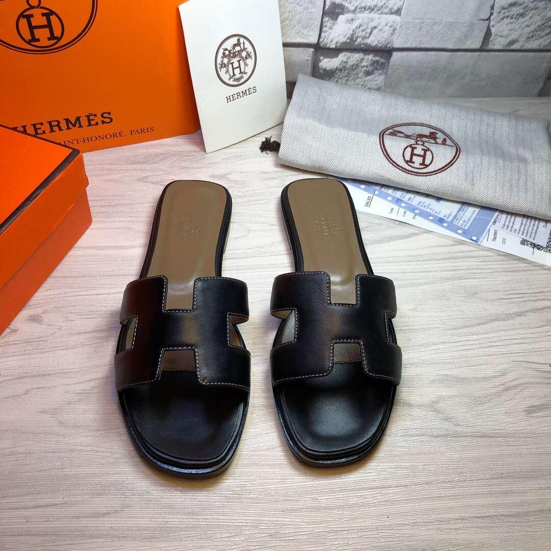 Hermes Oran Sandal Black For Women