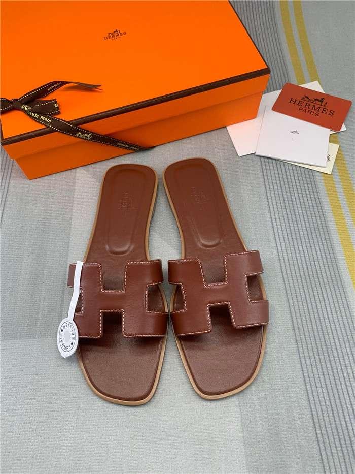 Hermes Oran Sandal Dark Brown For Women