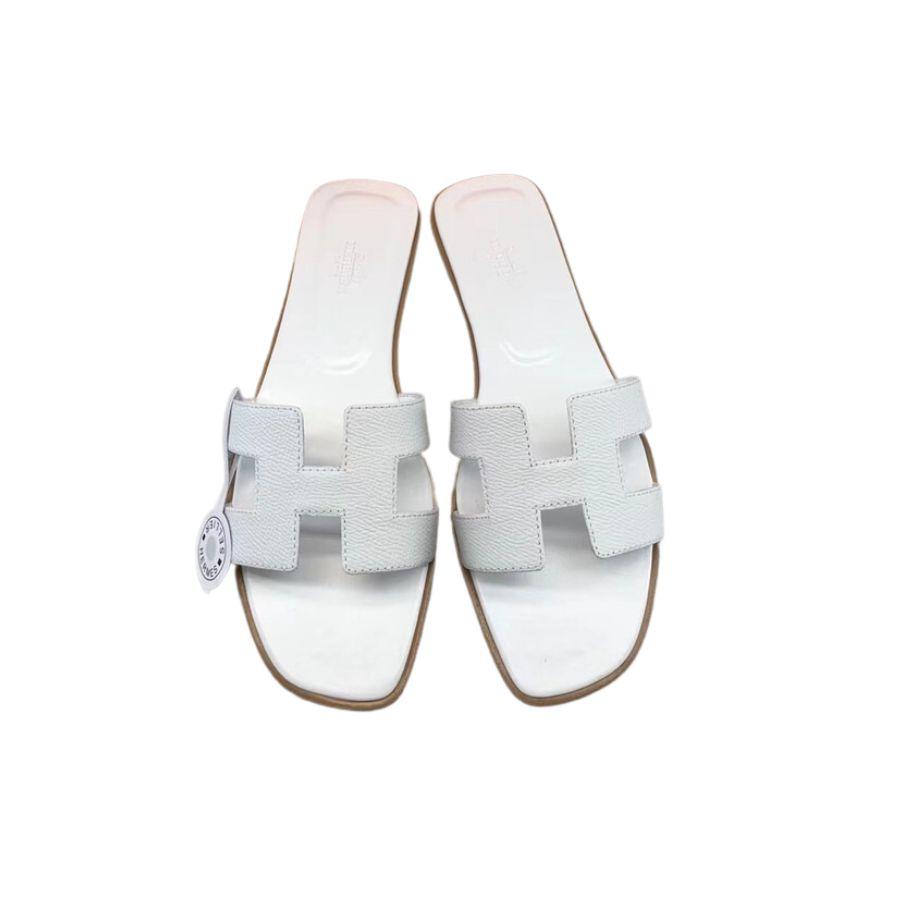 Hermes Oran Sandal White For Women