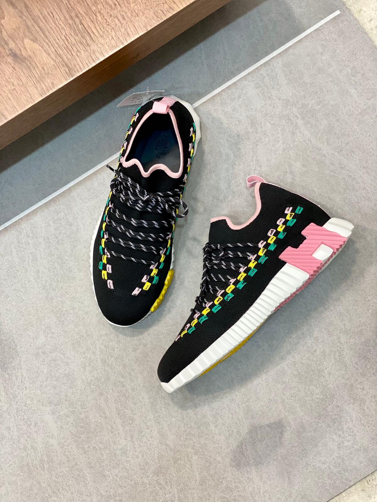 Sneakers Hermes Flex noir et rose pour les hommes