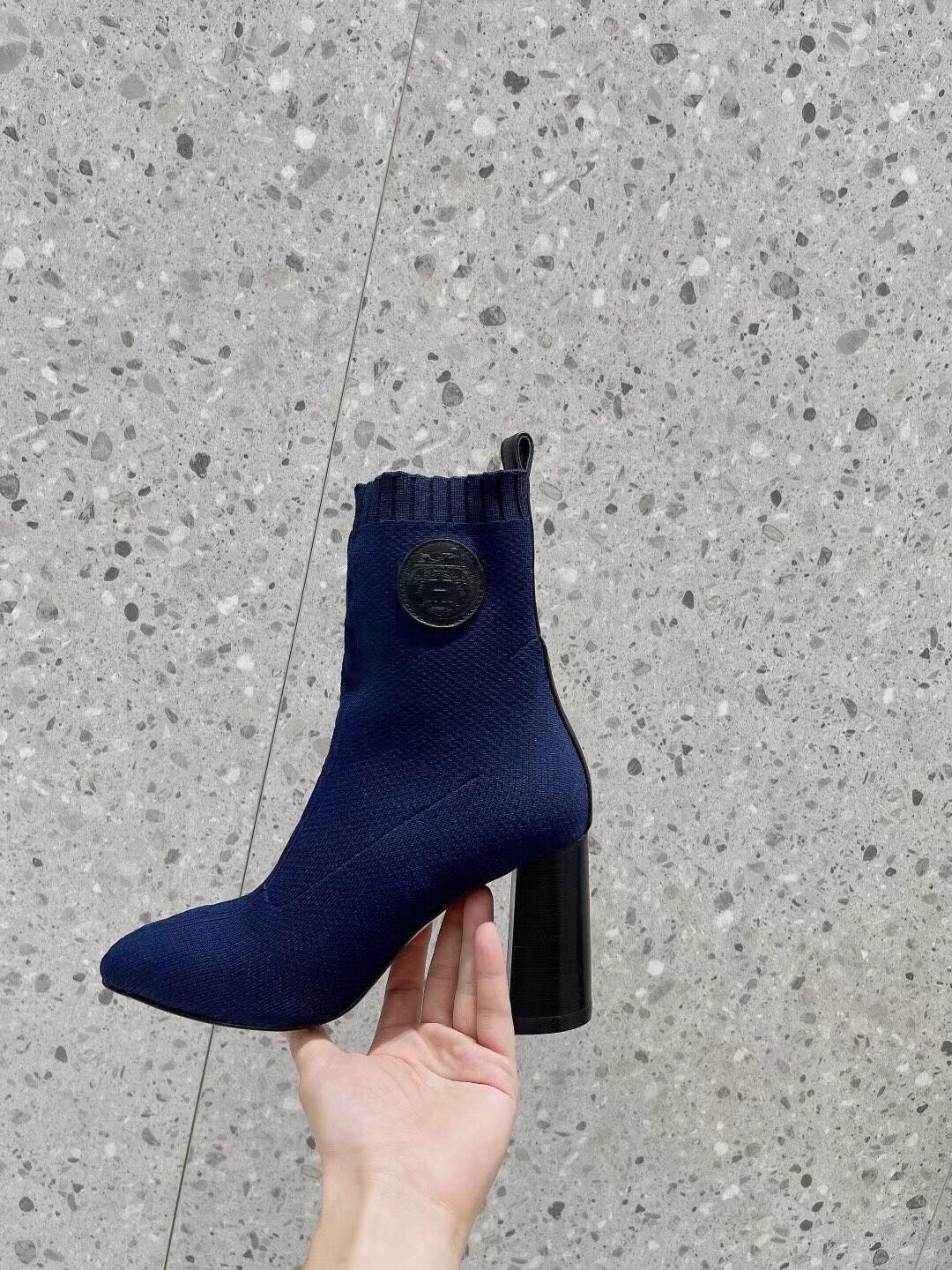 Hermes Volver 90 Bottes de cheville Bleu pour femmes 3.5in/9cm H192035Z O5405