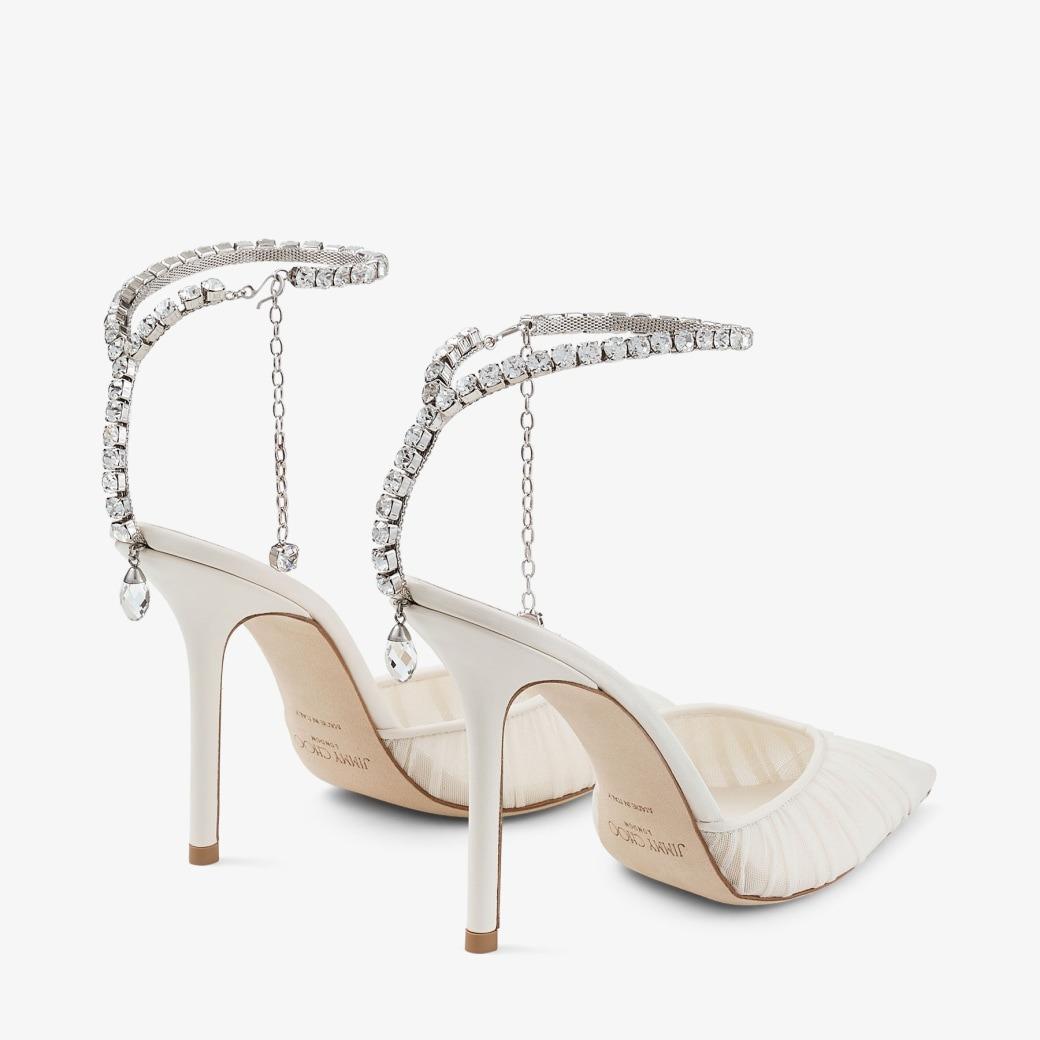Jimmy Choo Saeda 100 Ivory/Crystal For Women SAEDA100JGQ