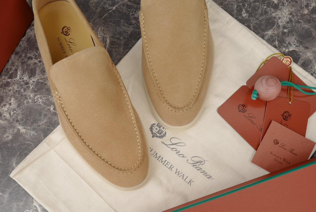 Loro Piana Summer Walk Loafers Light Wood Smoke For Men FAE8124_H755