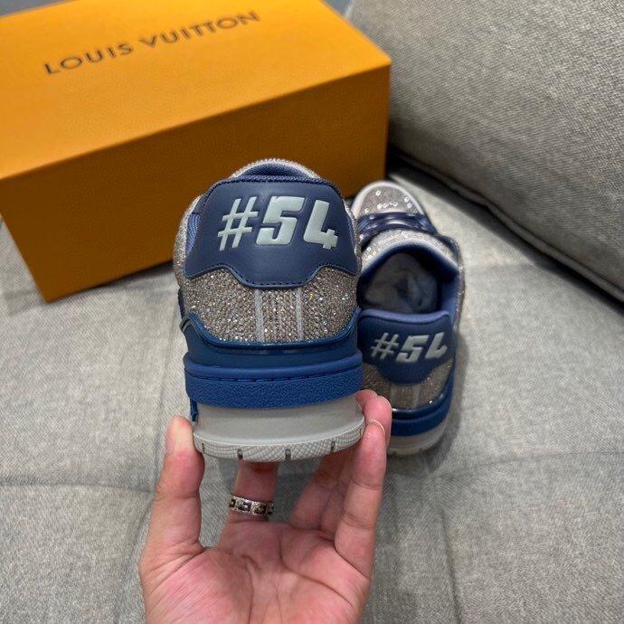 Louis Vuittion LV Trainer Sneaker Navy Blue For Men LV 1AA6QZ