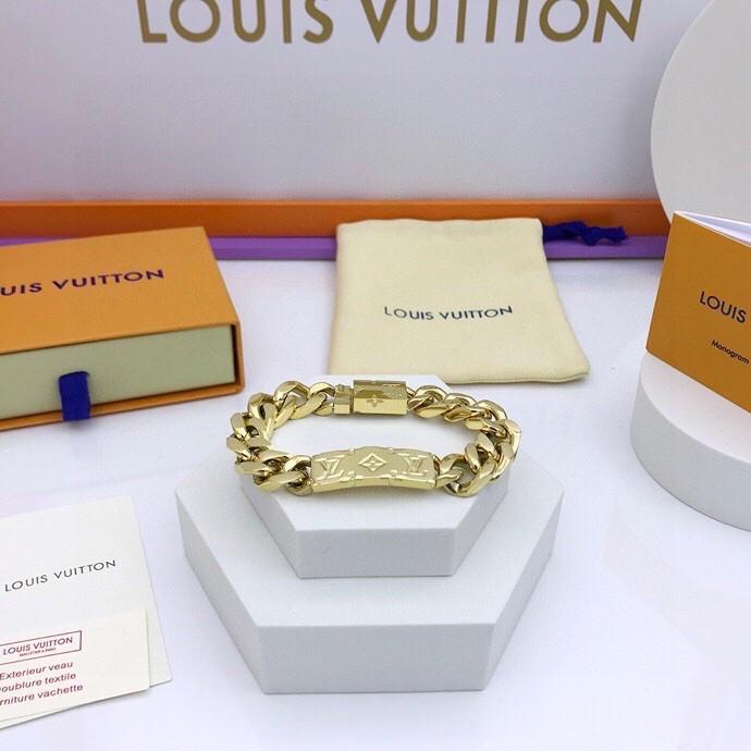 Louis Vuitton Monogram Chain Bracelet Gold Hardware For Men