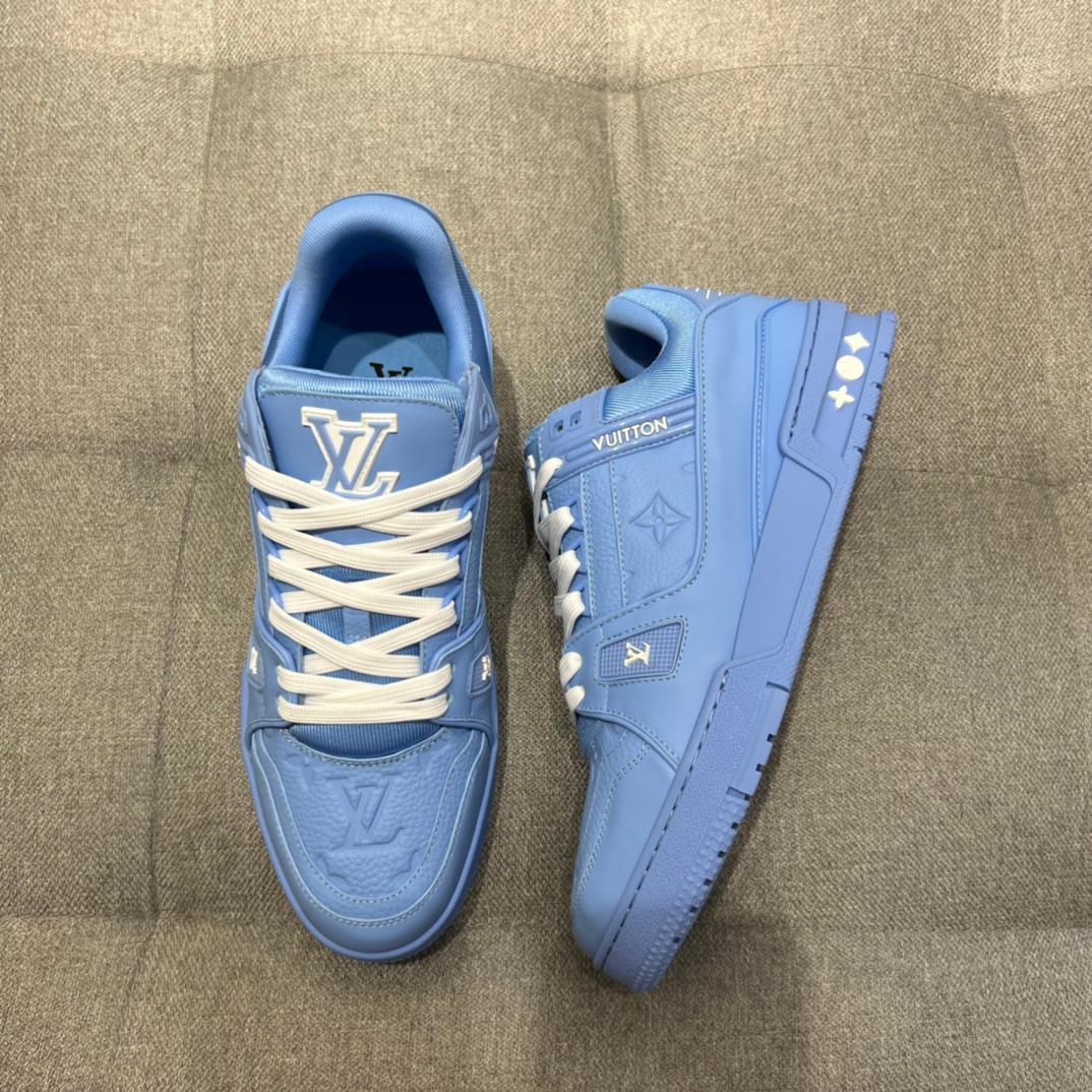 Louis Vuitton LV Trainer Sneaker Blue For Men 1AARFU