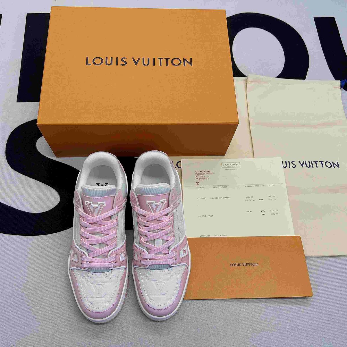 Louis Vuitton LV Trainer Sneaker Pink For Men 1ABOEI