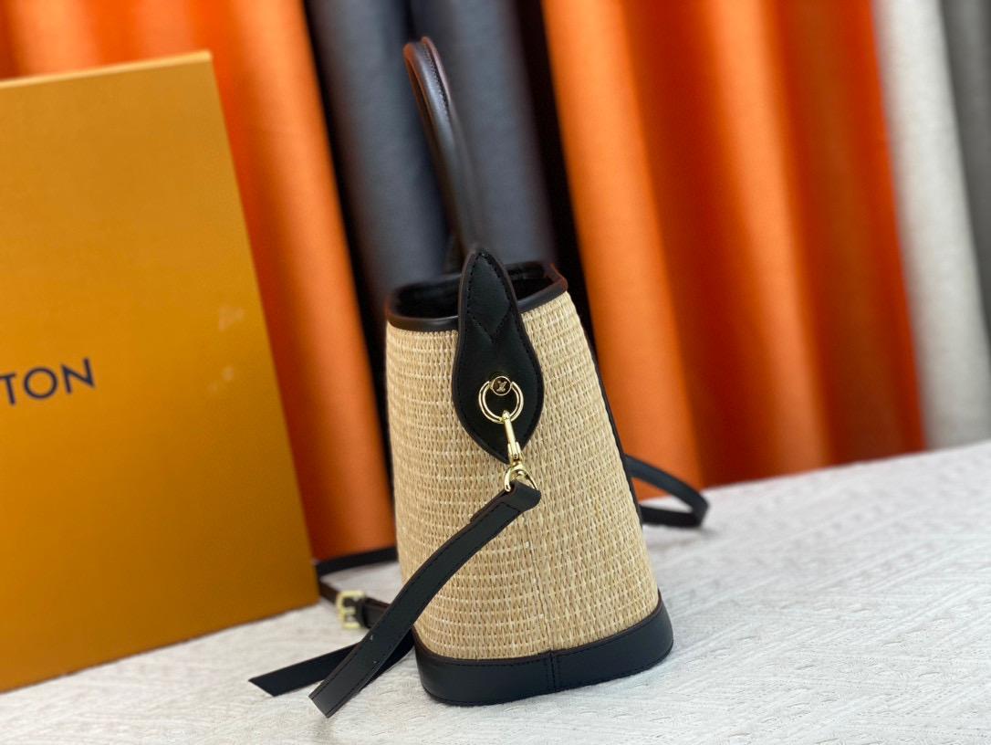 Louis Vuitton Petit Bucket Raffia Beige Pour Femmes 9.4in/24cm LV M59961