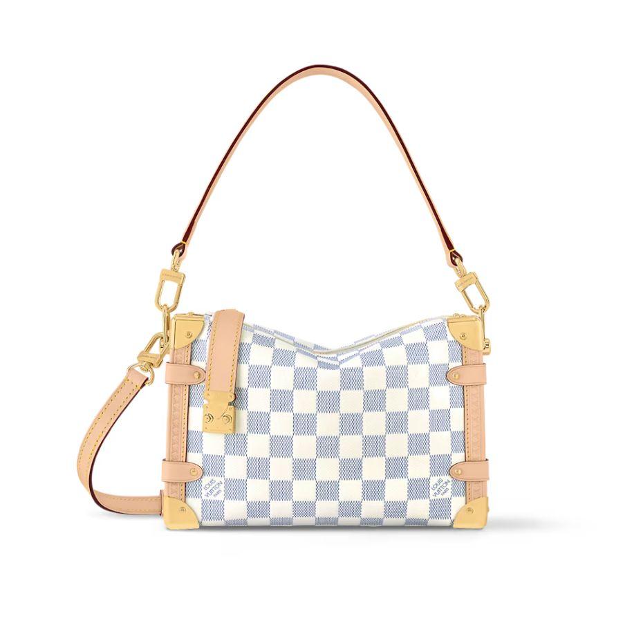 Louis Vuitton Side Trunk MM Shoulder Bag 9.3in/ 23.5cm Blue Gold Hardware For Women N40712