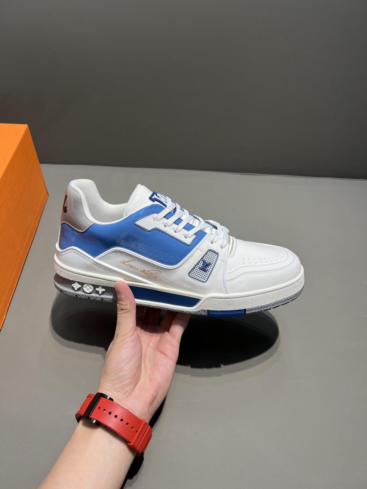Louis Vuitton Trainer Sneaker White/Blue Virgil Abloh For Men LV