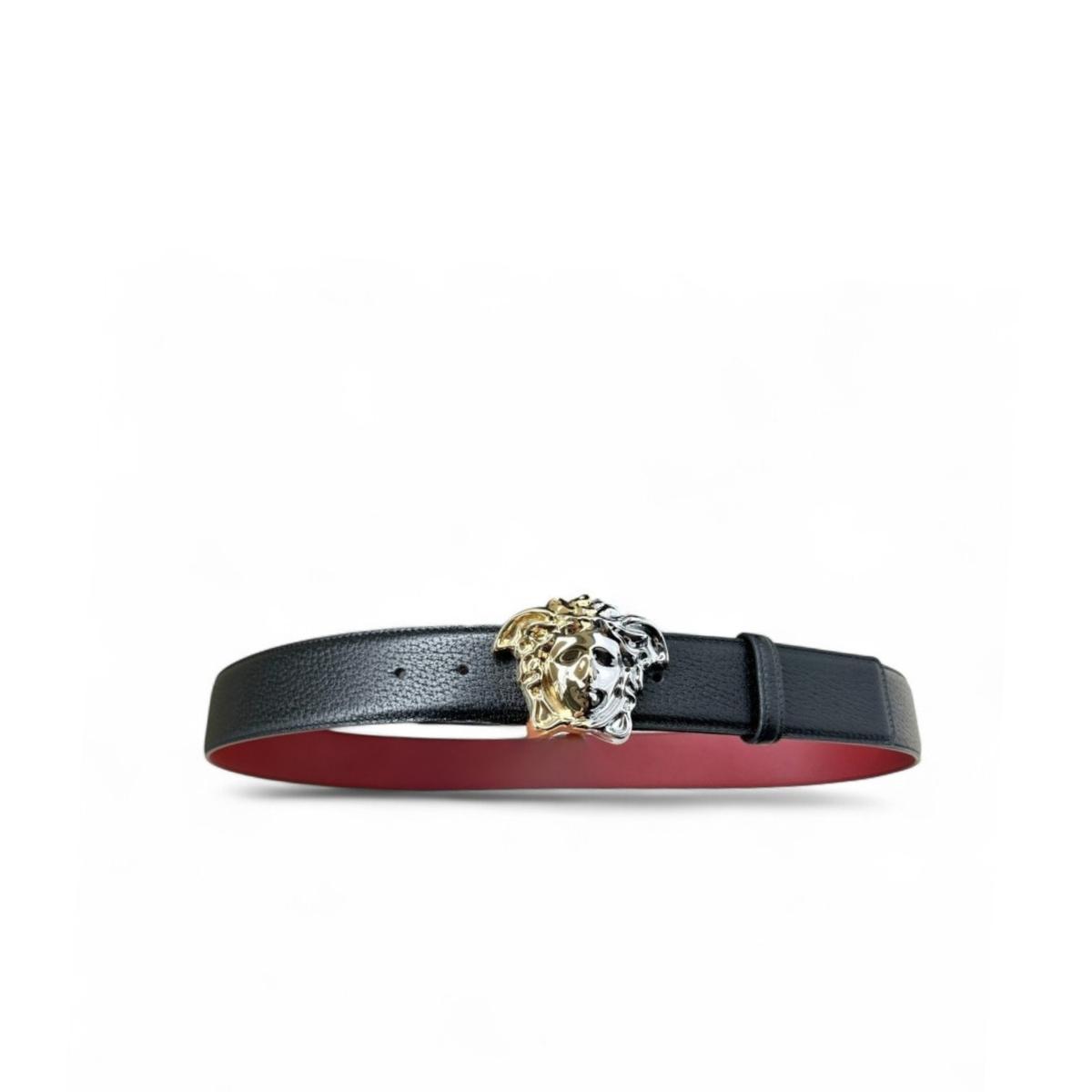 Versace Méduse Ceinture tête noir/rouge 3cm pour les hommes