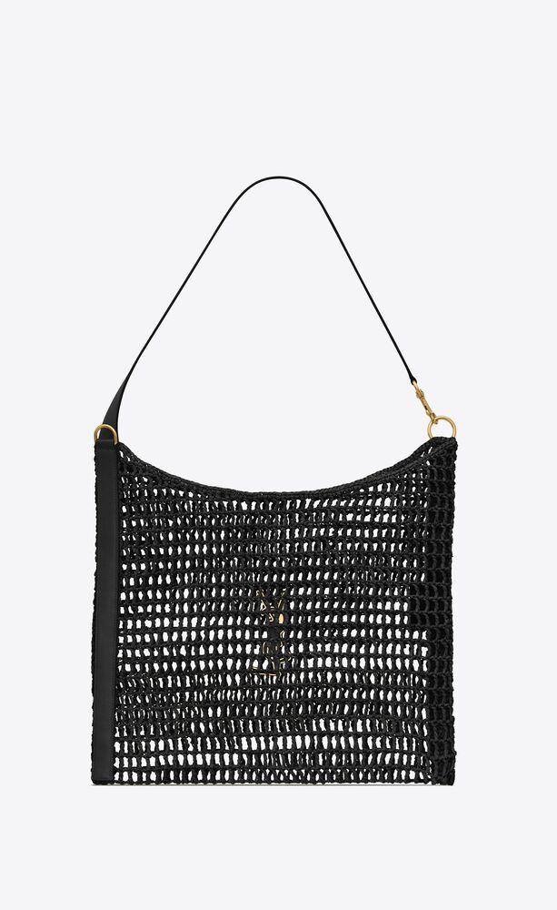 Saint Laurent Oxalis Shoulder Bag Black 15.7in/ 40cm Raffia Macrame Gold Hardware For Women 781289GAAEA1000